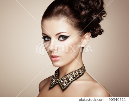 Portrait of beautiful sensual woman with elegant hairstyle 90540511