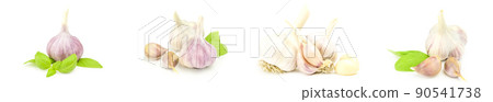 Collage of Garlic isolated over a white background Collage of Garlic isolated over a white background 90541738