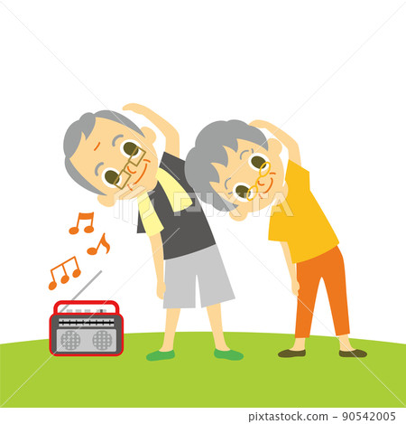 Elderly couple radio calisthenics Elderly couple radio calisthenics 90542005