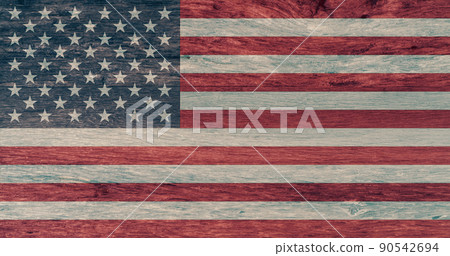 American flag on wooden background. National flag of the United States of America. 4th of July background. The Stars and Stripes. The Star-Spangled Banner. USA flag emblem. National symbol and ensign. 90542694