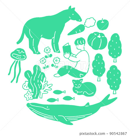 人與自然和諧的形象矢量圖解 90542867