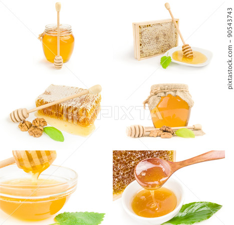 Group of Sweet honey isolated on a white background cutout 90543743