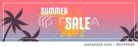 夏季銷售夏季銷售廣告網頁橫幅傳單和流行音樂海和日落 夏季銷售夏季銷售廣告網頁橫幅傳單和流行音樂海和日落 90544094