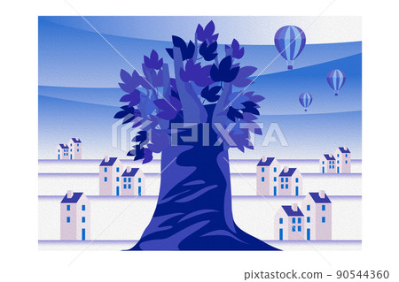 Oil-style embossing. Beautiful cityscape and living scenery. Creating a city where people can live brightly and the nature and housing blend together. Oil-style embossing. Beautiful cityscape and living scenery. Creating a city where people can live brightly and the nature and housing blend together. 90544360