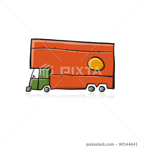 Truck, isolated on white. Sketch for your design 90544641