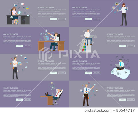 Internet Business Pages Set Vector Illustration 90544717