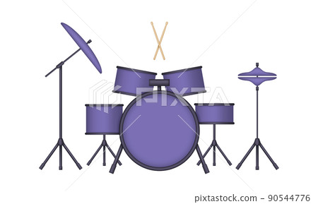 Purple 3d drum kit isolated on white background Purple 3d drum kit isolated on white background 90544776