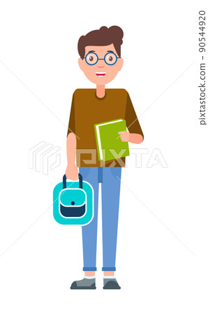 Male Student Teenage Schoolboy Freshman in Glasses Male Student Teenage Schoolboy Freshman in Glasses 90544920