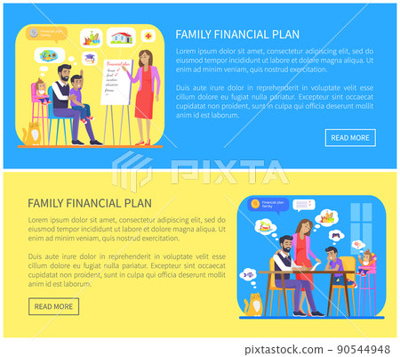 Family Financial Plan Web Page Vector Illustration Family Financial Plan Web Page Vector Illustration 90544948