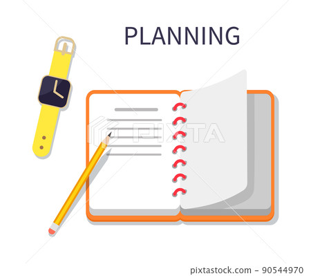 Planning Poster and Notebook Vector Illustration 90544970