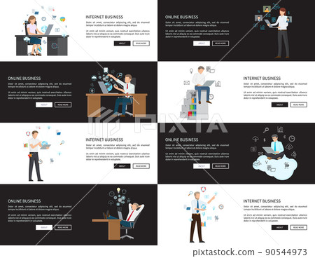 Internet Business Pages Set Vector Illustration 90544973