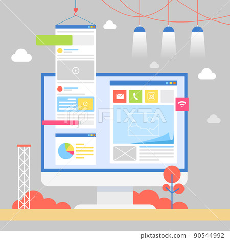 Personal Computer Monitor Vector Illustration 90544992