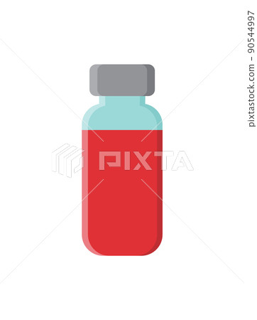 Red Vaccine in Glass Bottle with Sealed Metal Top 90544997