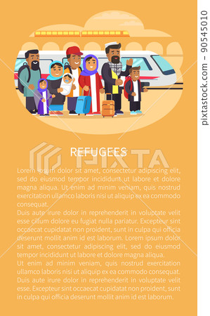 Refugee People Railway Station Vector Illustration 90545010