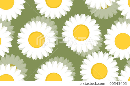 Seamless floral pattern based on traditional folk art ornaments. Colorful chamomile, daisy flowers on color background. Doodle style. Vector illustration. Simple minimalistic pattern Seamless floral pattern based on traditional folk art ornaments. Colorful chamomile, daisy flowers on color background. Doodle style. Vector illustration. Simple minimalistic pattern 90545403