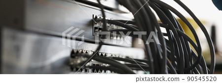 Cable network connected to internet switch servers in data center Cable network connected to internet switch servers in data center 90545520