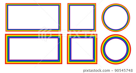 Flag LGBT icons, round and squared frames. Template border, vector illustration. Love wins. LGBT logo symbols in rainbow colors. Gay pride collection. Flag LGBT icons, round and squared frames. Template border, vector illustration. Love wins. LGBT logo symbols in rainbow colors. Gay pride collection. 90545748