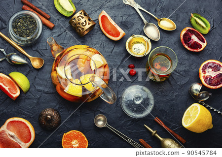Fruit tea with citrus. Fruit tea with citrus. 90545784