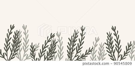 Floral web banner with drawn color exotic leaves. Nature concept design. Modern floral compositions with summer branches. Vector illustration on the theme of ecology, natura, environment 90545809