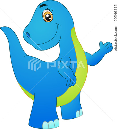 Cute blue dinosaur cartoon posing Cute blue dinosaur cartoon posing 90546315