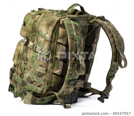 Military backpack isolated on a white background. Military backpack isolated on a white background. 90547957