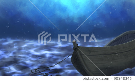 一艘小船沉沒在海床上 一艘小船沉沒在海床上 90548345