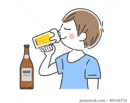 Illustration of a man drinking draft beer with a beer mug 90548759