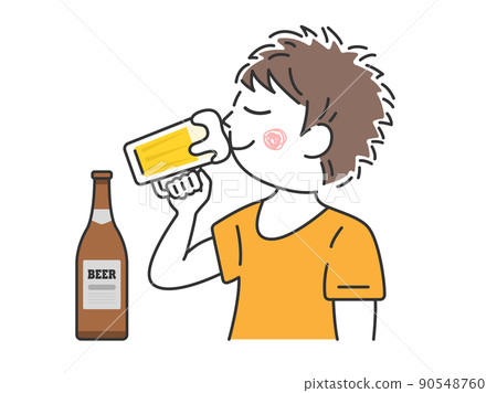 Illustration of a man drinking draft beer with a beer mug 90548760