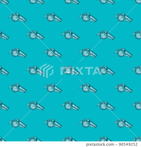 Sport whistle engraving seamless pattern. Vintage background sport topic in hand drawn style. Sport whistle engraving seamless pattern. Vintage background sport topic in hand drawn style. 90549252