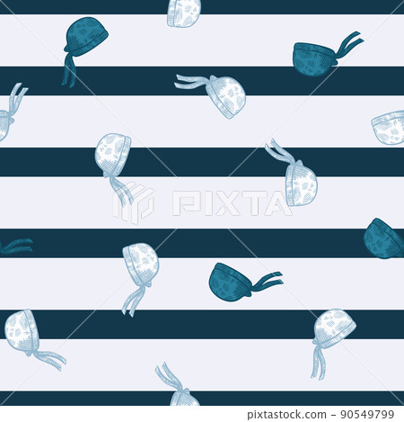 Bandana chef hat seamless pattern engraving. Vintage cooking background in hand drawn style. Bandana chef hat seamless pattern engraving. Vintage cooking background in hand drawn style. 90549799