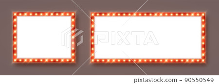 Marquee frames with red border, retro casino signboards with white background. Marquee frames with red border, retro casino signboards with white background. 90550549