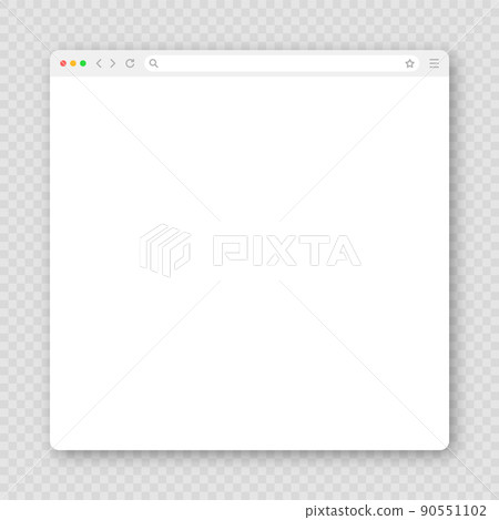 Blank web browser window with toolbar and search field. Modern website, internet page in flat style. Browser mockup for computer, tablet and smartphone. Vector illustration 90551102