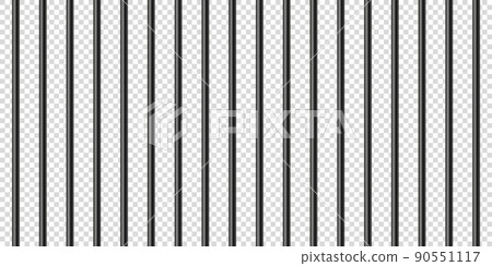 Black realistic metal prison bars. Detailed jail cage, prison iron fence. Criminal background mockup. Creative vector illustration. Black realistic metal prison bars. Detailed jail cage, prison iron fence. Criminal background mockup. Creative vector illustration. 90551117