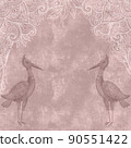 Square background template with ornamental frame outline for cards, banners, invitations 90551422