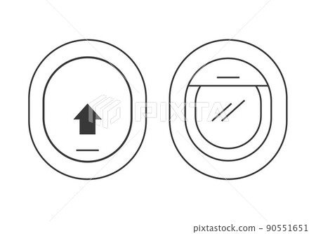 Plane window line art icon or airplane porthole stroke linear outline vector flat with curtain open and closed isolated on white cutout illustration clipart image Plane window line art icon or airplane porthole stroke linear outline vector flat with curtain open and closed isolated on white cutout illustration clipart image 90551651