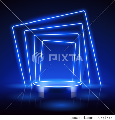 Cylinder Podium with Abstract Neon Blue 90551652