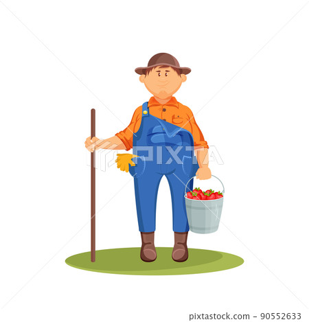 Gardener with apples, vector icon or clipart. 90552633