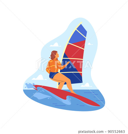 Windsurfing or sailboarding, vector icon or banner 90552663