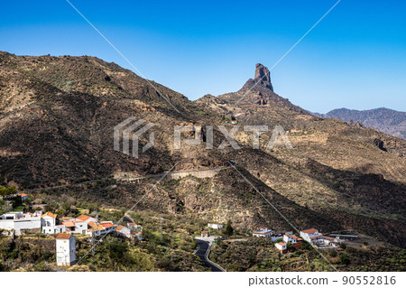 Valley of Tejeda at Gran Canaria, Spain. Hiking along the Barranco de Tejeda 90552816