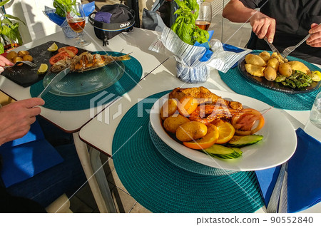 Local food at Puerto de Sardina - traditional fishing village in Grand Canary, Spain Local food at Puerto de Sardina - traditional fishing village in Grand Canary, Spain 90552840