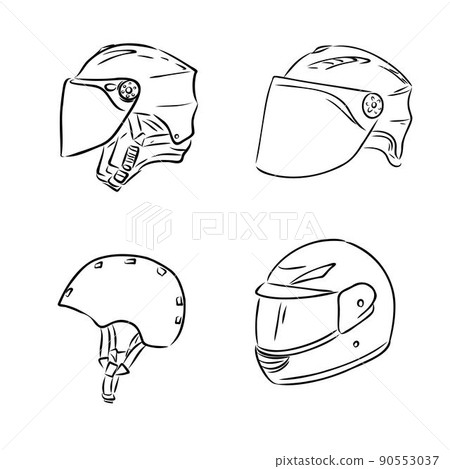 Motorcycle helmet hand drawn outline doodle icon. Motorbike protection and speed, safety equipment concept. Vector sketch illustration for print, web, mobile and infographics on white background. Motorcycle helmet hand drawn outline doodle icon. Motorbike protection and speed, safety equipment concept. Vector sketch illustration for print, web, mobile and infographics on white background. 90553037