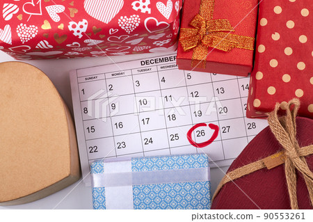 Top view flat lay boxing day concept. 90553261