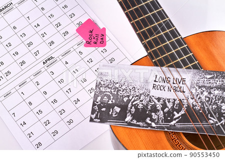 Long live rock and roll concept. 13 day marked in calendar. 90553450