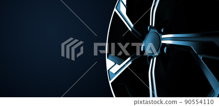 Close up of a beautiful rim on a dark blue background. 3D illustration Close up of a beautiful rim on a dark blue background. 3D illustration 90554110