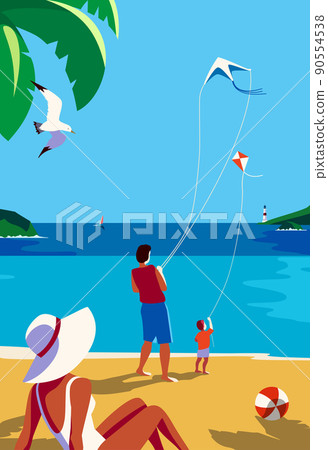 Family Beach Holiday Summer Vacation Rest Fun Family Beach Holiday Summer Vacation Rest Fun 90554538