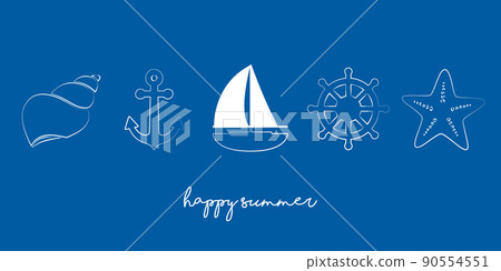 happy summer holiday marine design with sail boat ancher shell starfish happy summer holiday marine design with sail boat ancher shell starfish 90554551