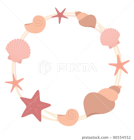 happy summer round marine holiday border with shell happy summer round marine holiday border with shell 90554552
