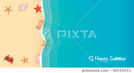 happy summer holiday marine background with shell starfish crab happy summer holiday marine background with shell starfish crab 90554553