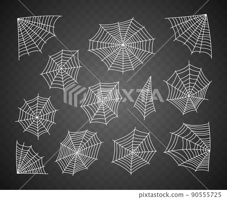 Set of hand-drawn spiderweb for Halloween. Spooky Halloween cobwebs vector illustration. Scary spider web elements for decoration. Spider cobweb set Set of hand-drawn spiderweb for Halloween. Spooky Halloween cobwebs vector illustration. Scary spider web elements for decoration. Spider cobweb set 90555725