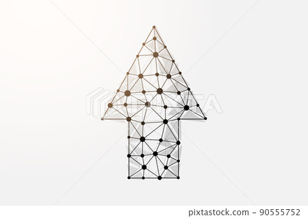 Up arrow 3d low poly symbol with connected dots. Growth, direction design vector illustration. Business goal polygonal wireframe 90555752